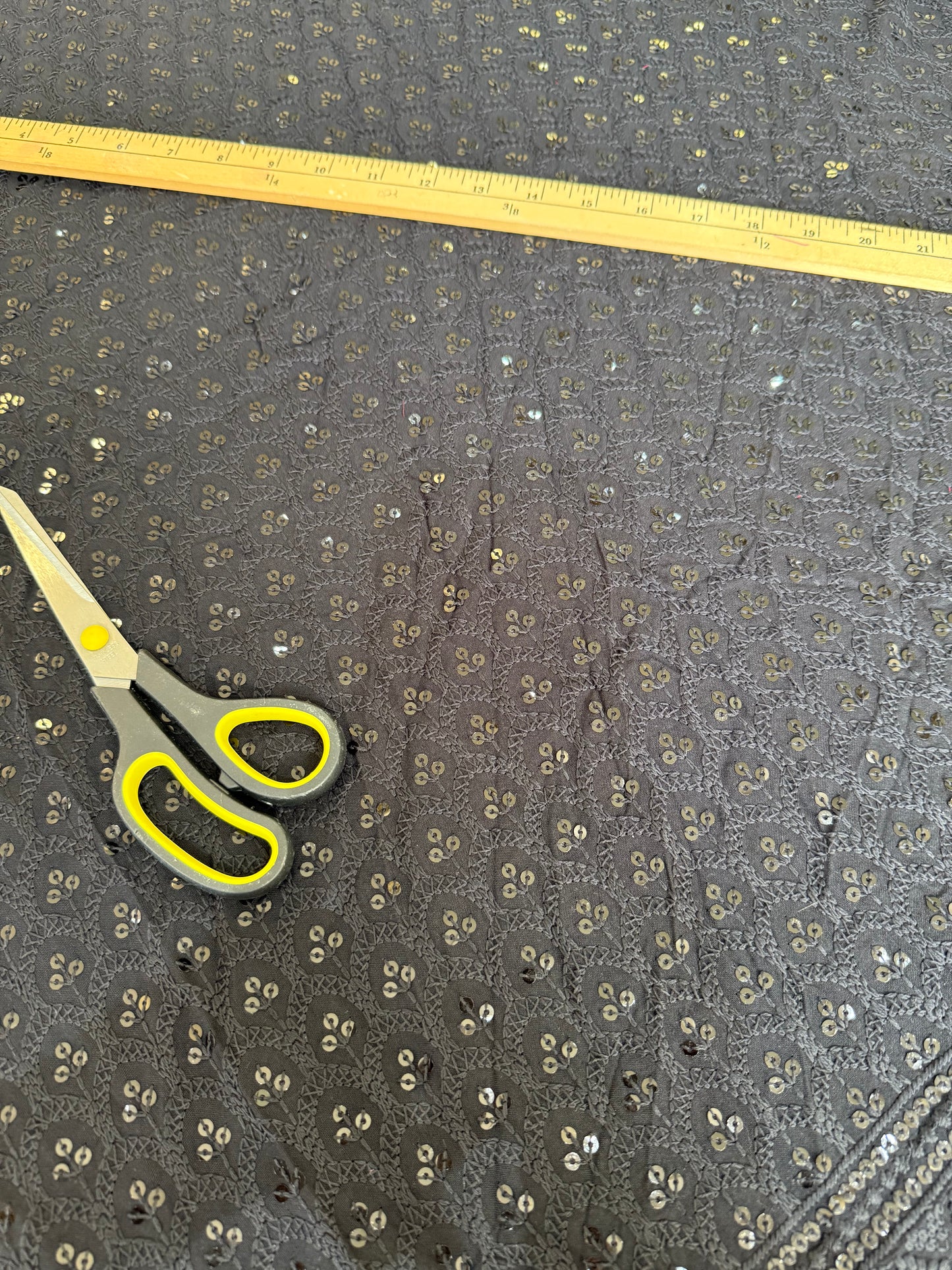 Embroidered Fancy Sequins Cotton 2 meters,60”Width
