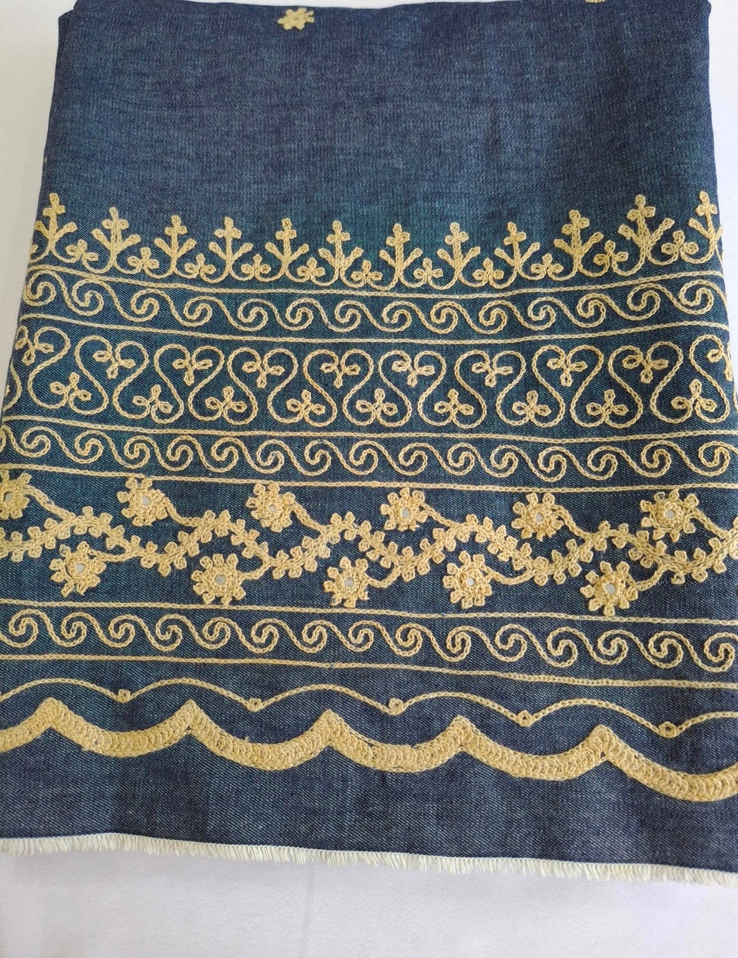 Embroidered Denim Cotton jeans fabrics Top Quality(2 yards,70"width)