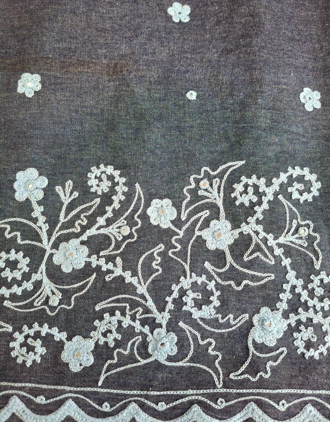 Embroidered Denim Cotton jeans fabrics Top Quality(2 yards,70"width)