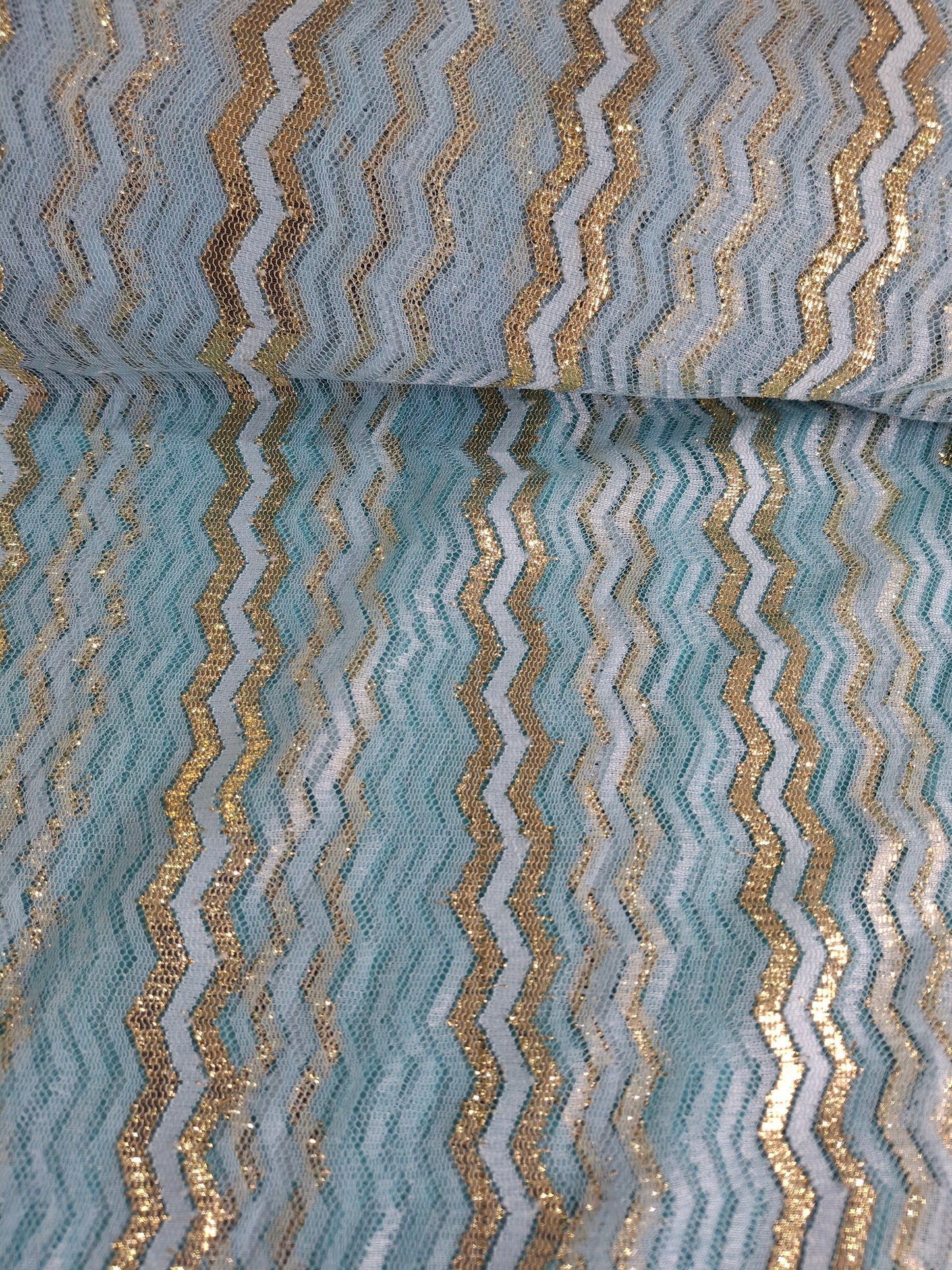 Women’s Designer Net Dupatta with Golden Zigzag Pattern (3 Colours