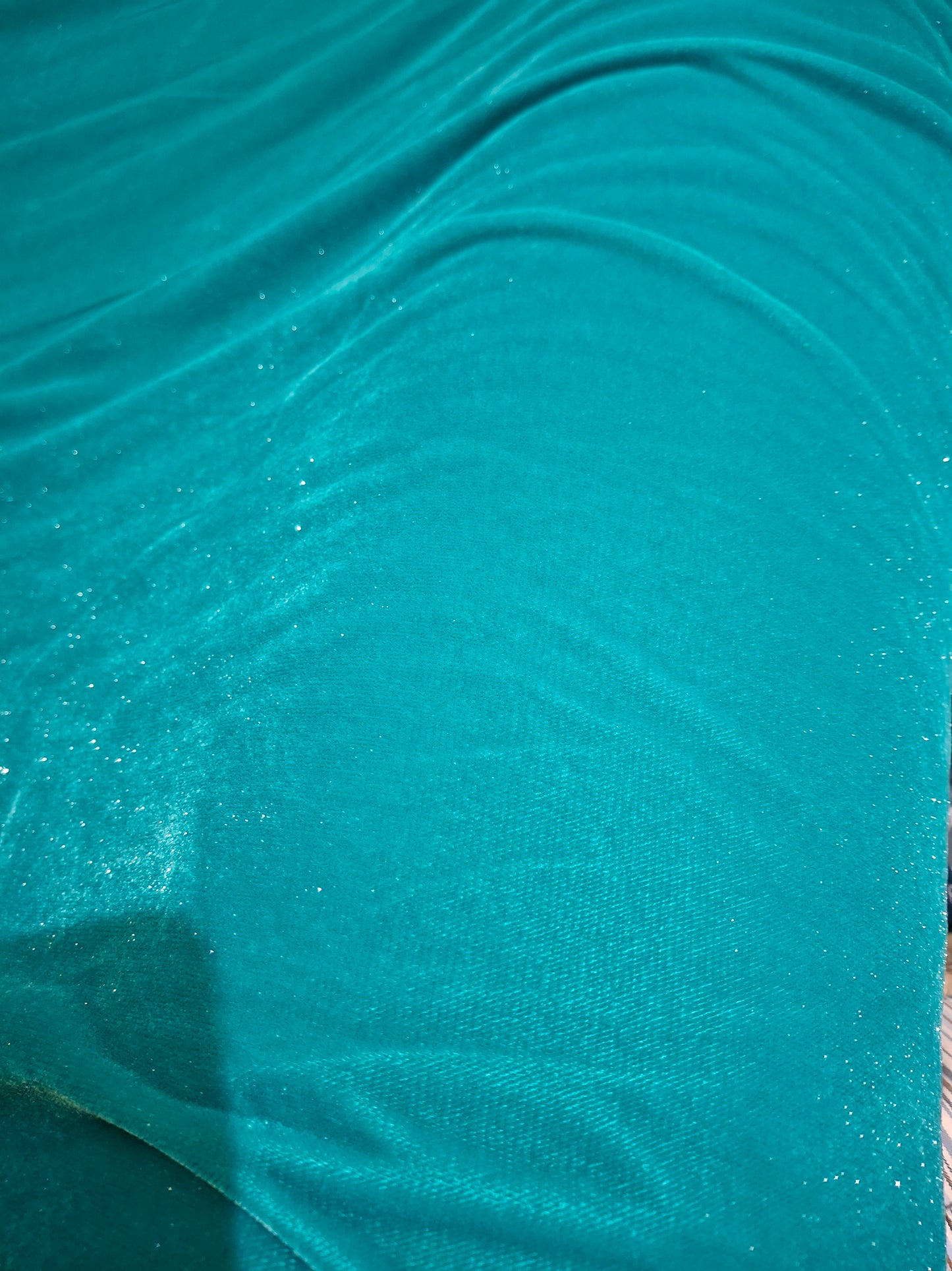 Luxurious Velvet Aqua Sparkle Lightweight,Sold by the meter