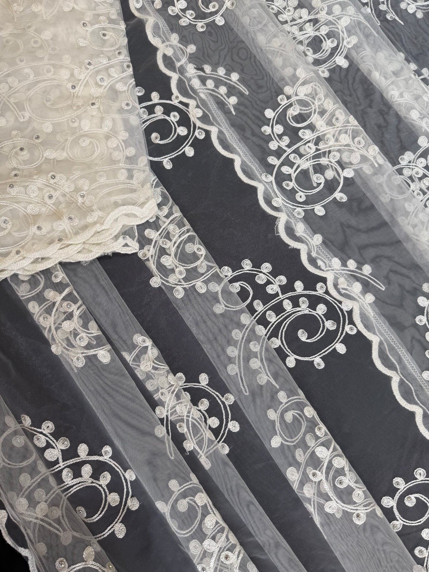 Lightweight Plain Net and Embroidered Dupatta(2.30 meters length)