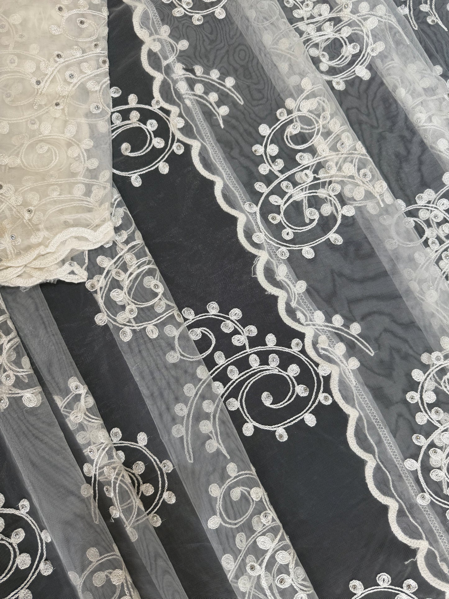 Lightweight Plain Net and Embroidered Dupatta(2.30 meters length)