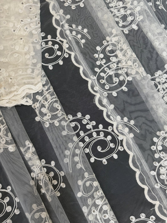Lightweight Plain Net and Embroidered Dupatta(2.30 meters length)