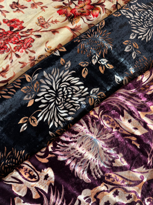 Fancy silk burnout velvet,2 piece suit with lining