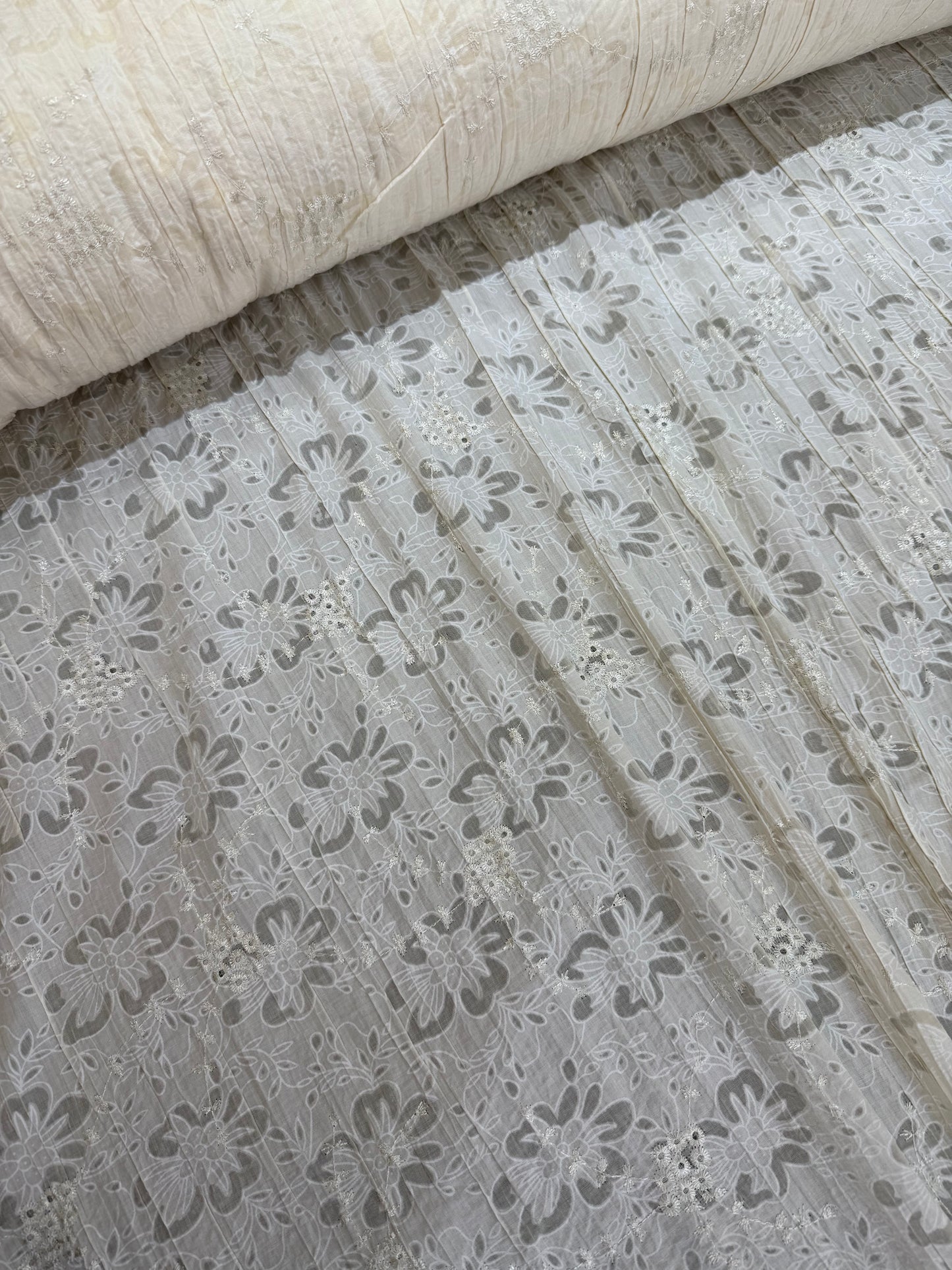 Chikankari-style Cotton Top Quality(4 meters, 60"width)