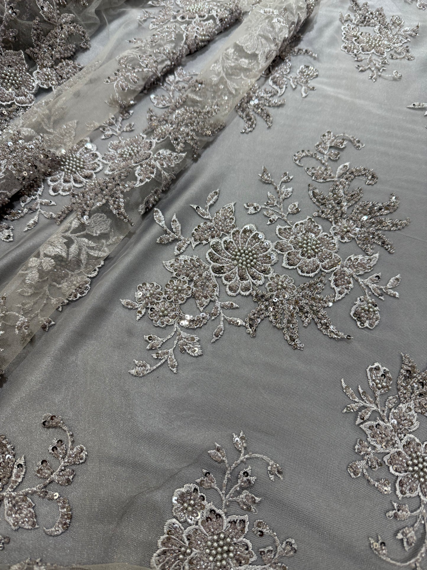 Cut Dana and Pearl Work New Style,Luxurious Embroidered Net