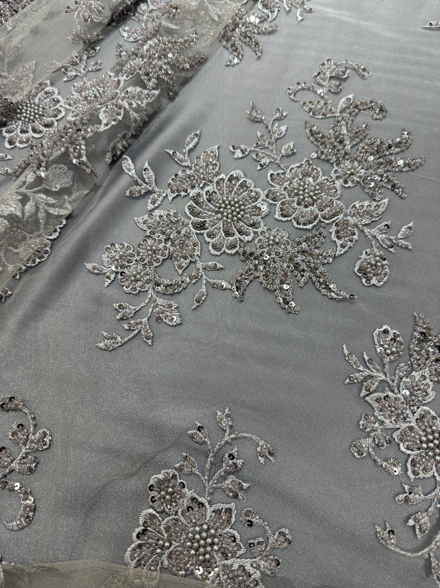 Cut Dana and Pearl Work New Style,Luxurious Embroidered Net