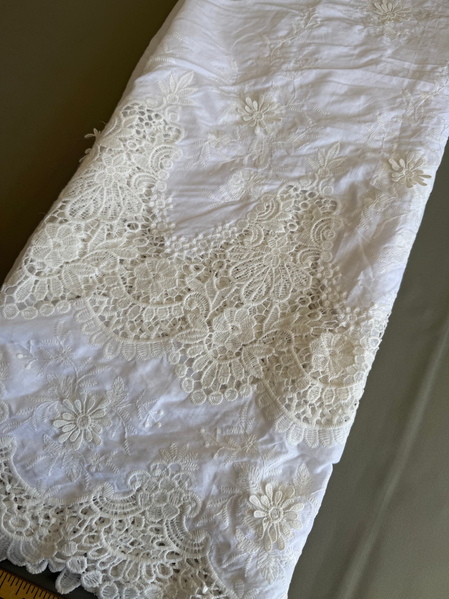 Whispering Blooms White Embroidered Cotton(4 meters)full suit