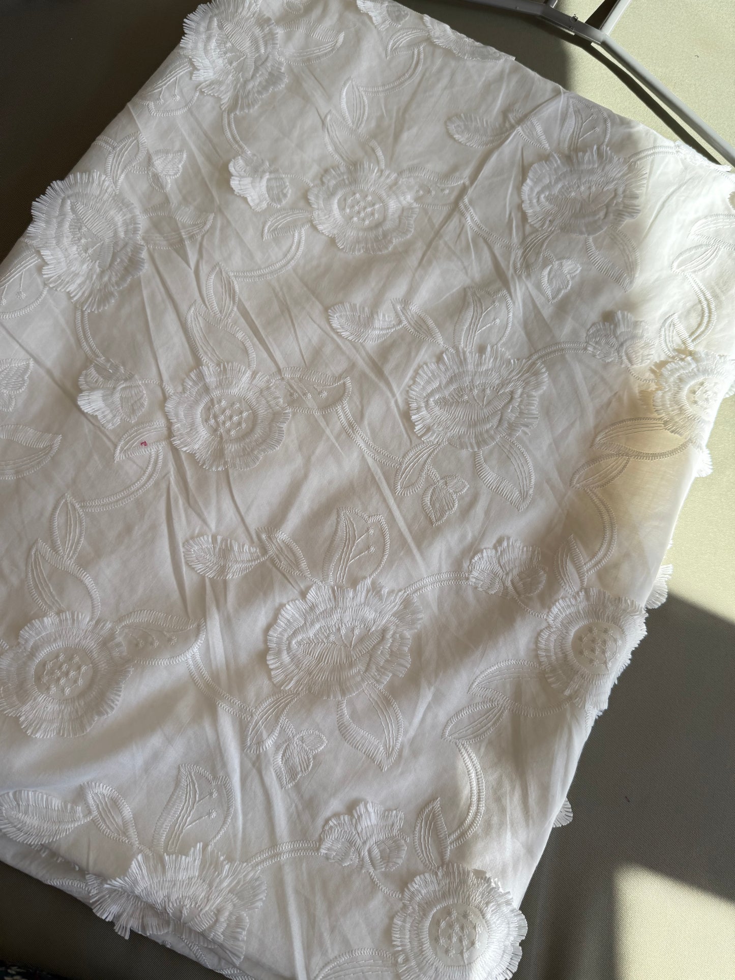 Whispering Blooms White Embroidered Cotton(4 meters)full suit