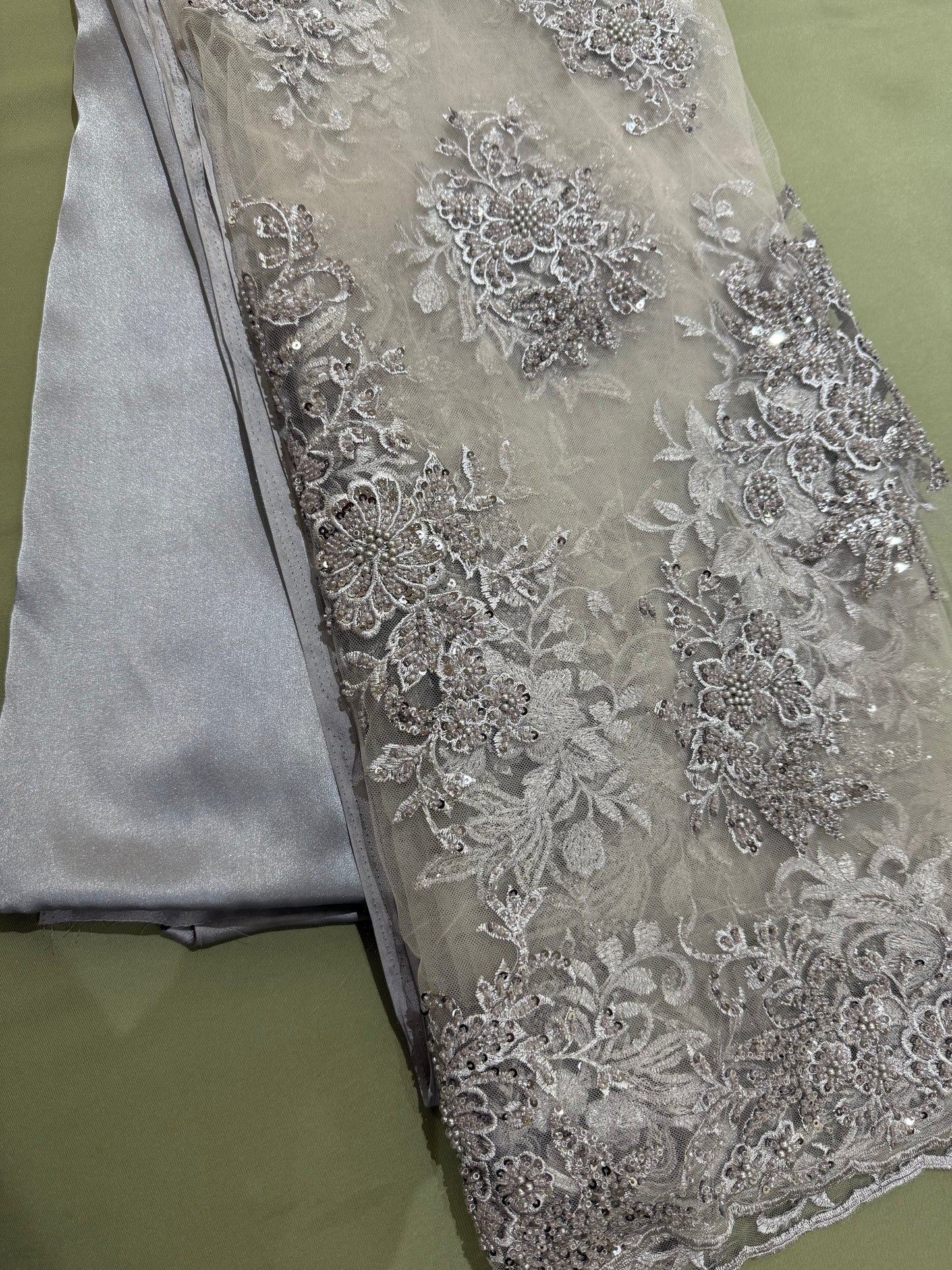 Cut Dana and Pearl Work New Style,Luxurious Embroidered Net