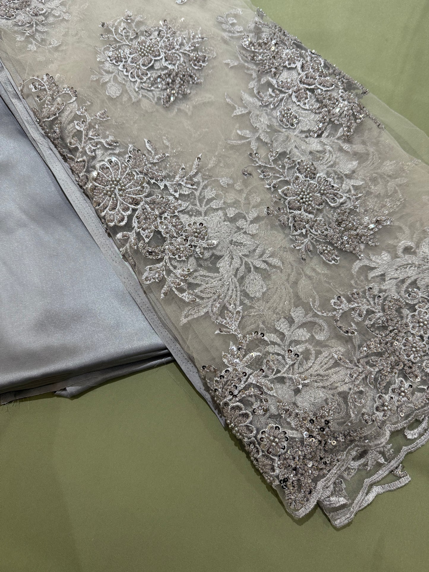 Cut Dana and Pearl Work New Style,Luxurious Embroidered Net