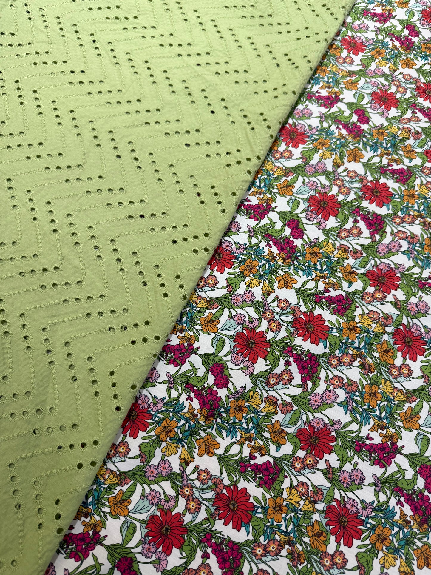 Embroidered Cotton Fabrics 4 meters,2 piece suit set