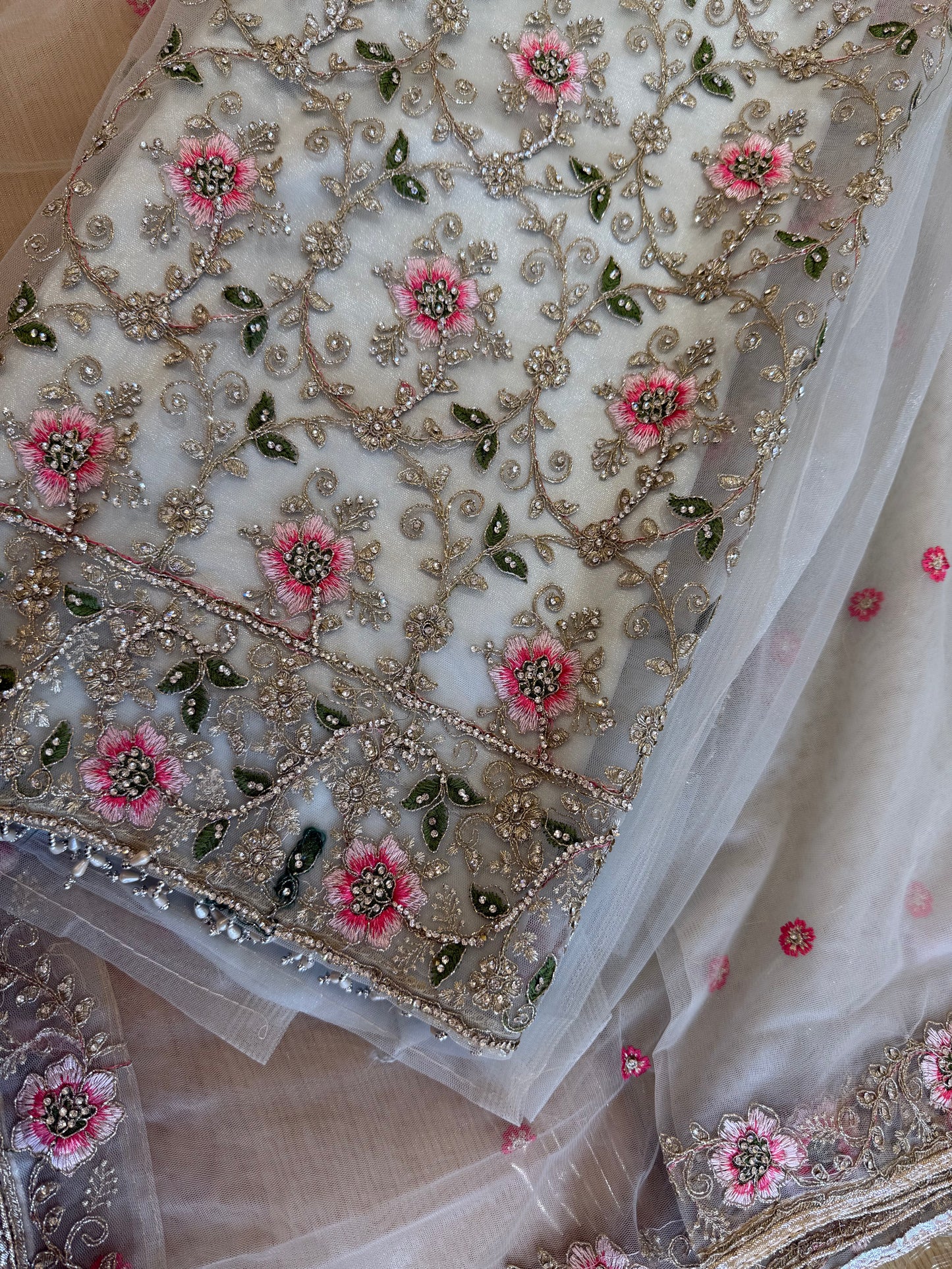 Embroidered Fancy Sequins Net, 4 Piece Suit set