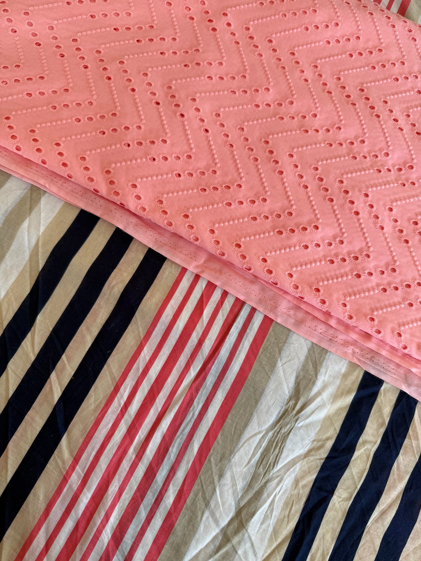 Embroidered Cotton Fabrics 4 meters,2 piece suit set
