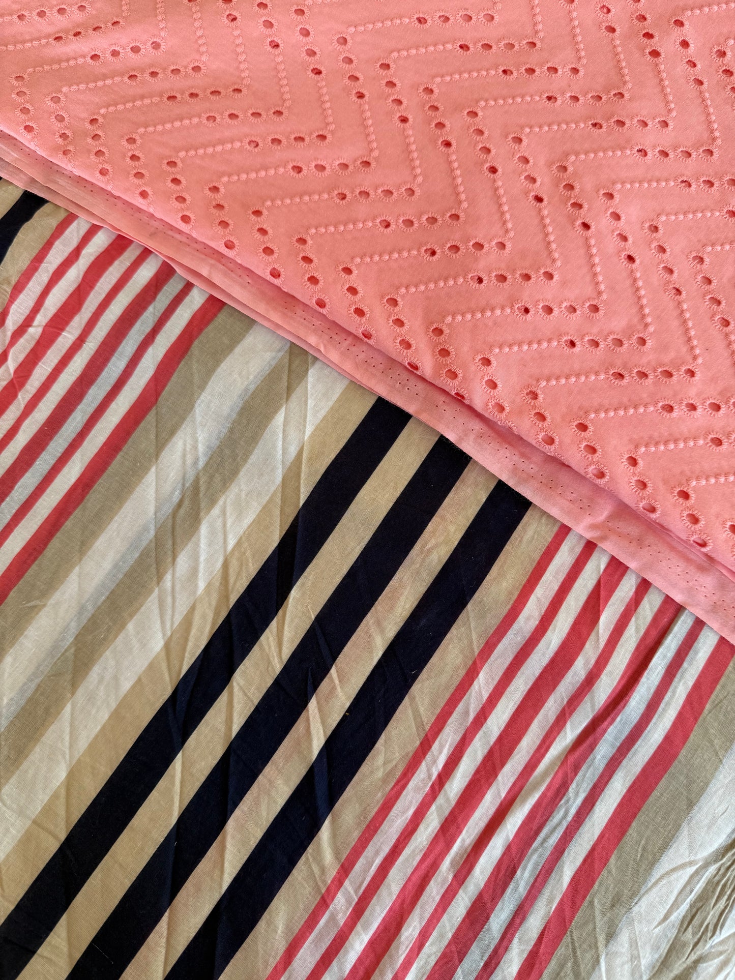 Embroidered Cotton Fabrics 4 meters,2 piece suit set