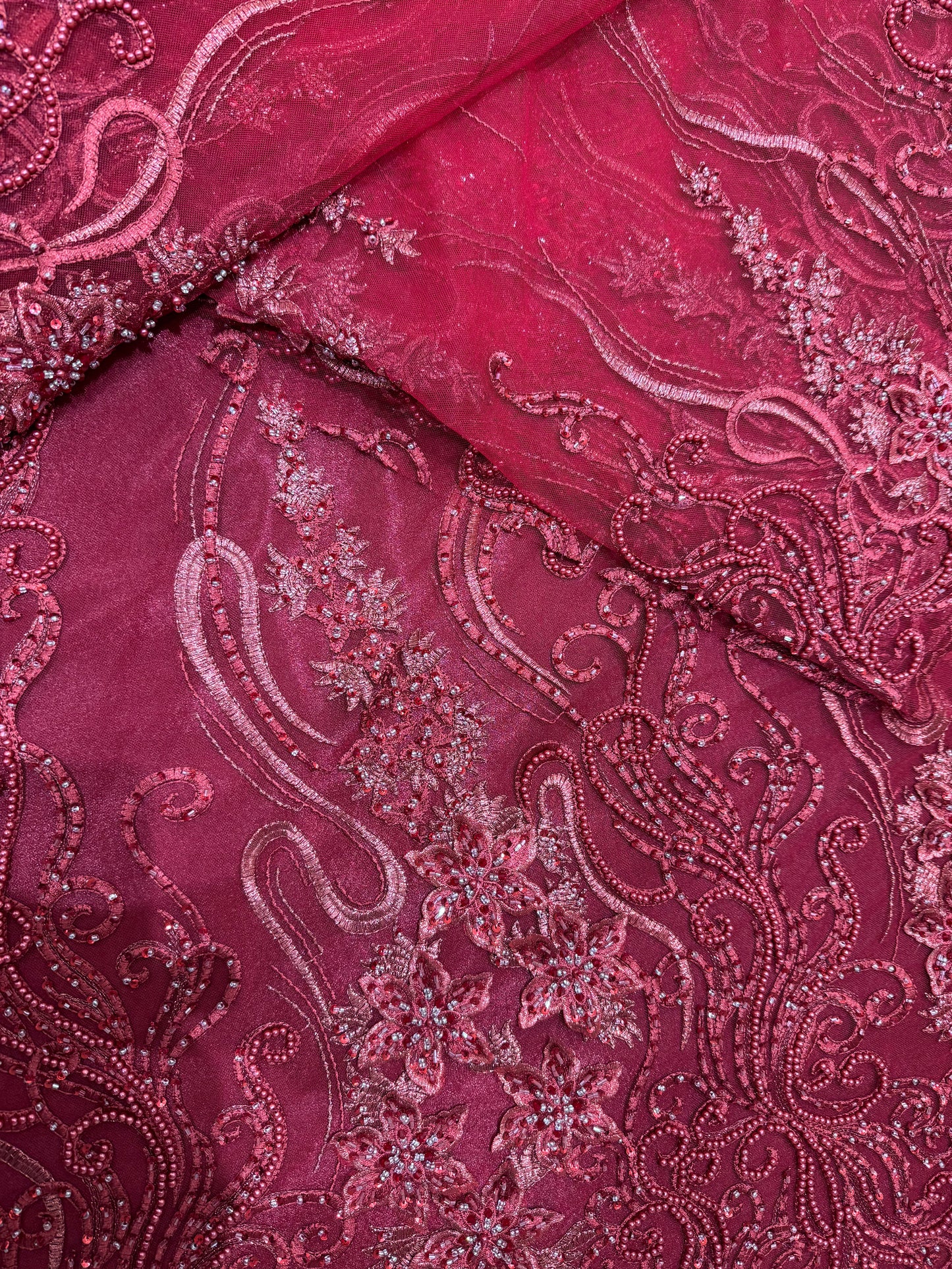 Luxurious Heavy Beaded Embroidered net, Unstitched 4 piece suit set 60"width