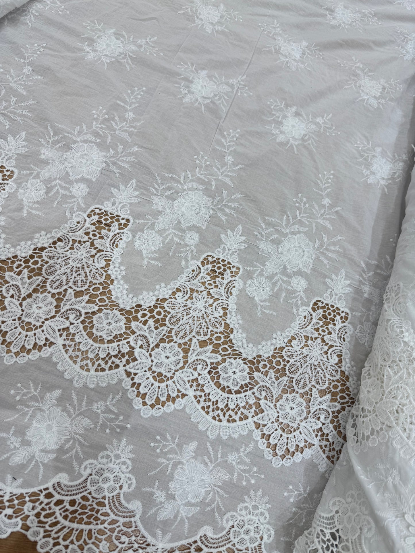 Whispering Blooms White Embroidered Cotton(4 meters)full suit