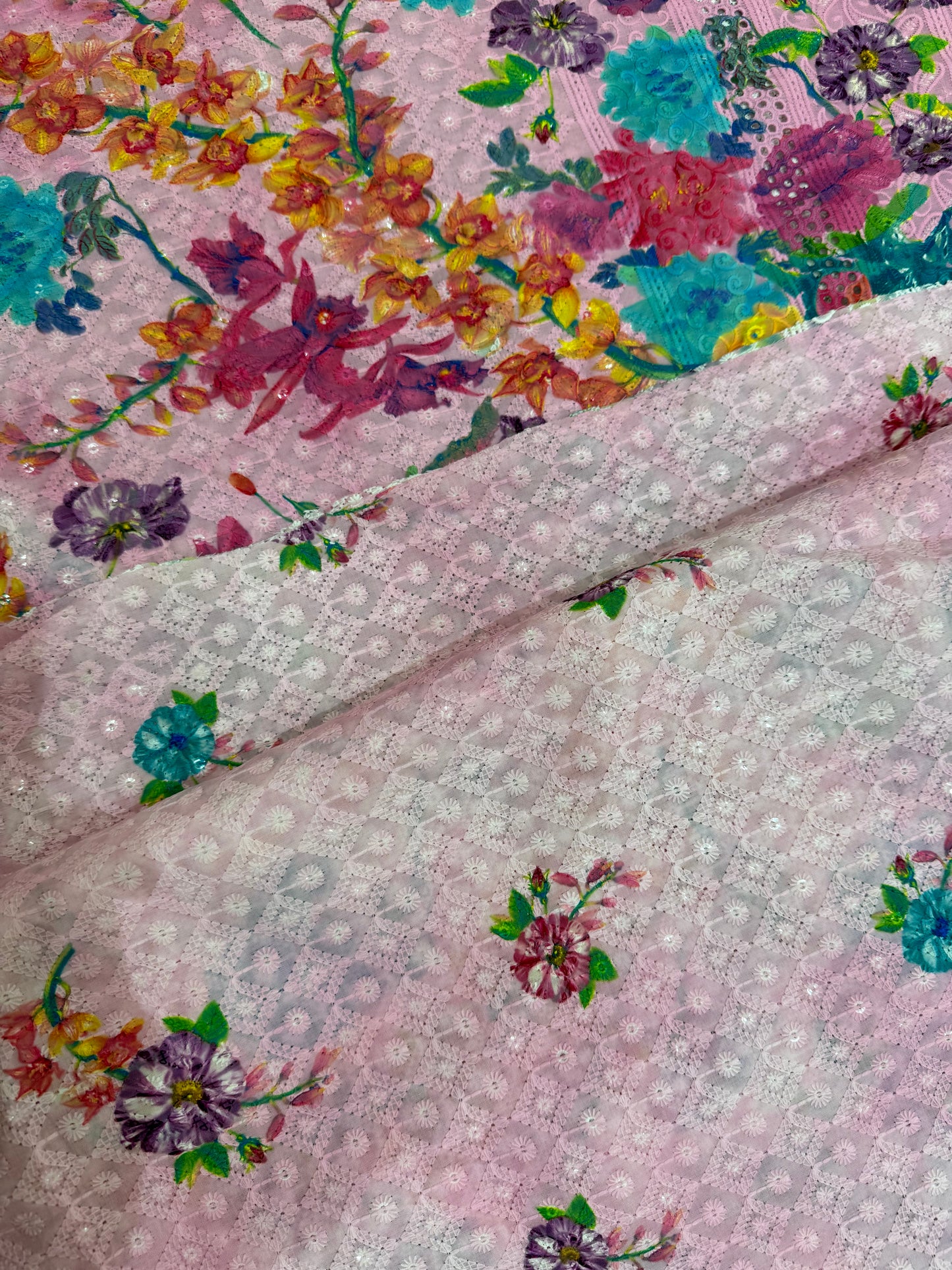 Chikankari-style Cotton Top Quality(4 meters, 60"width)
