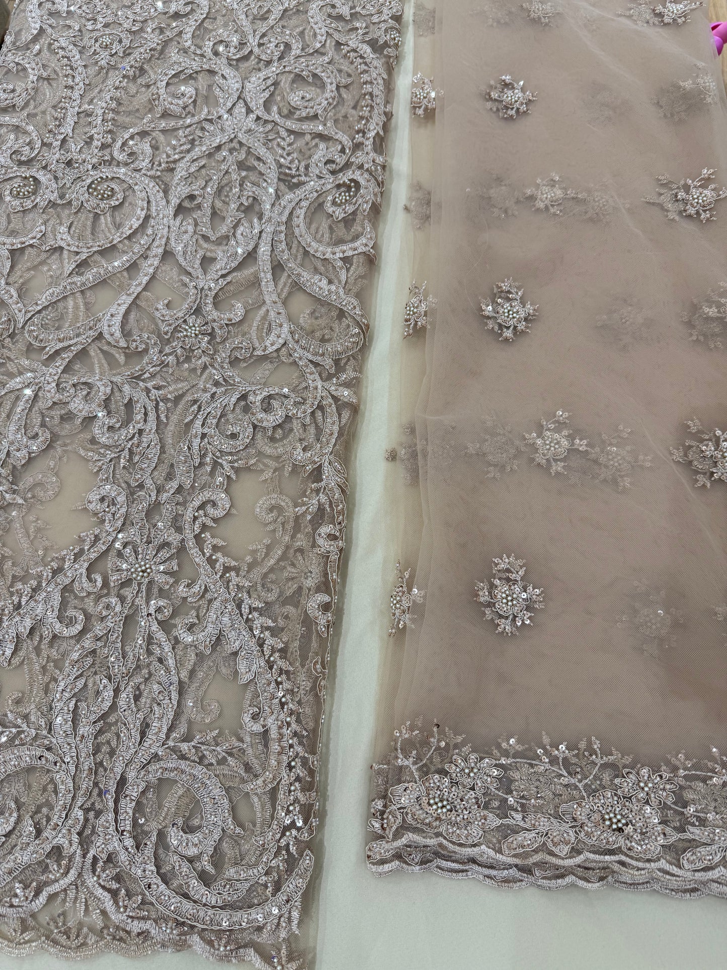 Luxurious Heavy Beaded Embroidered net, Unstitched 4 piece suit set 60"width