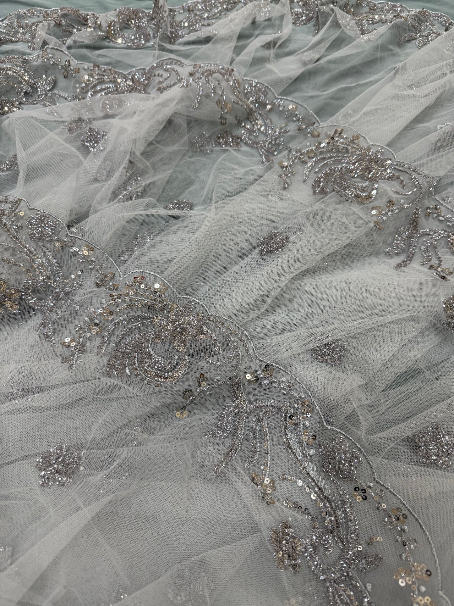Luxurious ,Cut Dana Work,Net Dupatta Heavy Embroidered Sequins (2.3 meters)