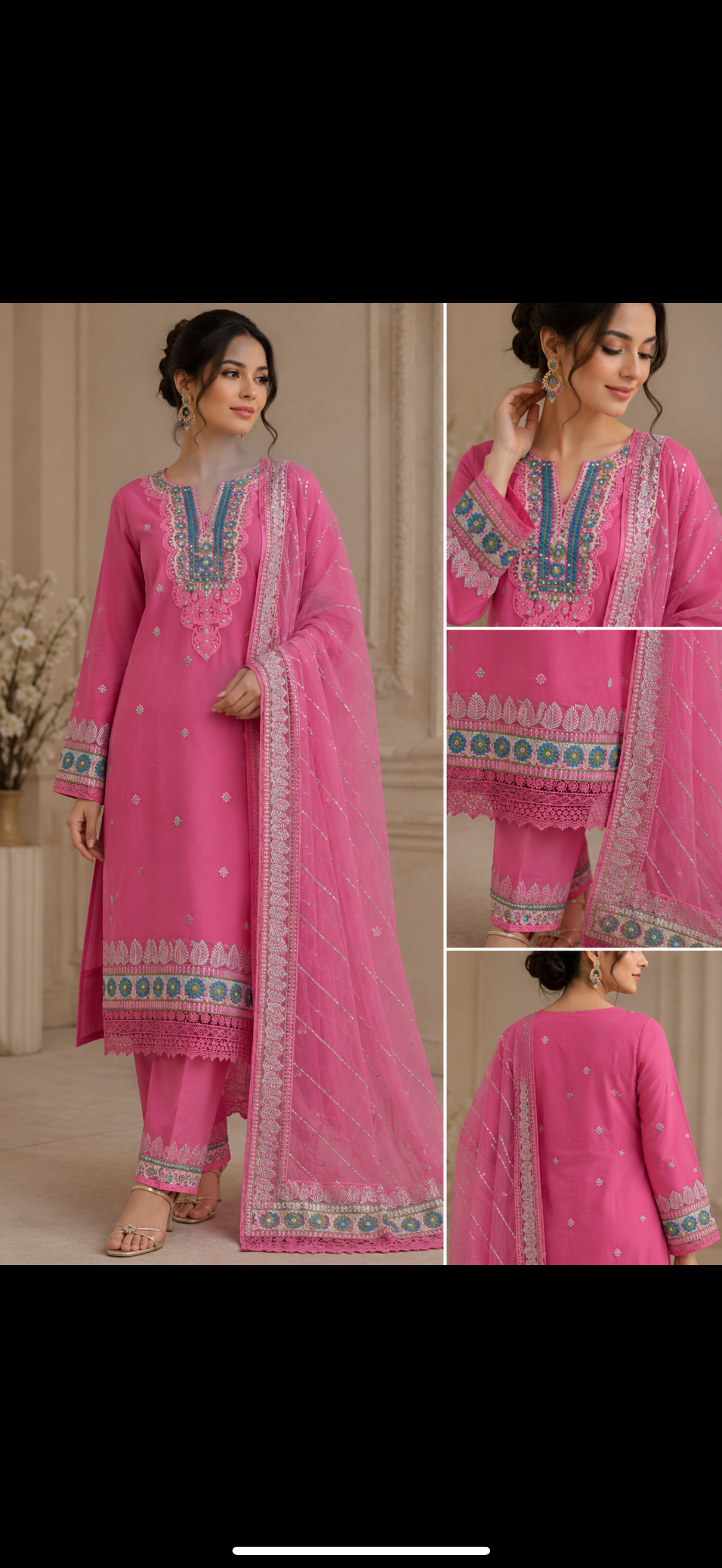 Premium Sequins Net,Georgette 4 piece suit set,Unstitched Fabrics