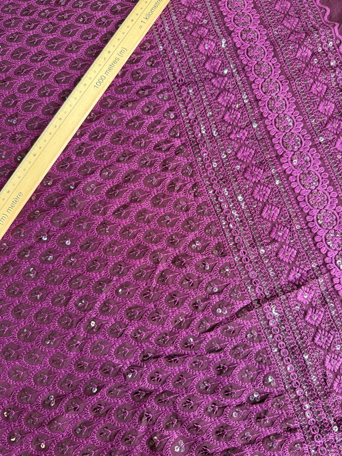 Embroidered Fancy Sequins Cotton 2 meters,60”Width