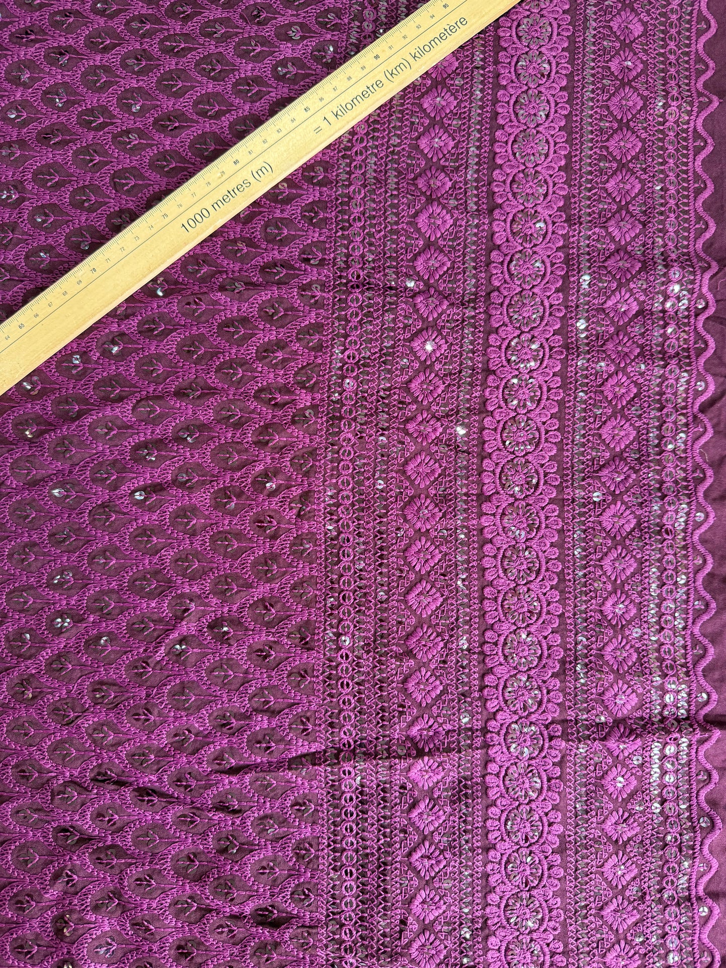 Embroidered Fancy Sequins Cotton 2 meters,60”Width