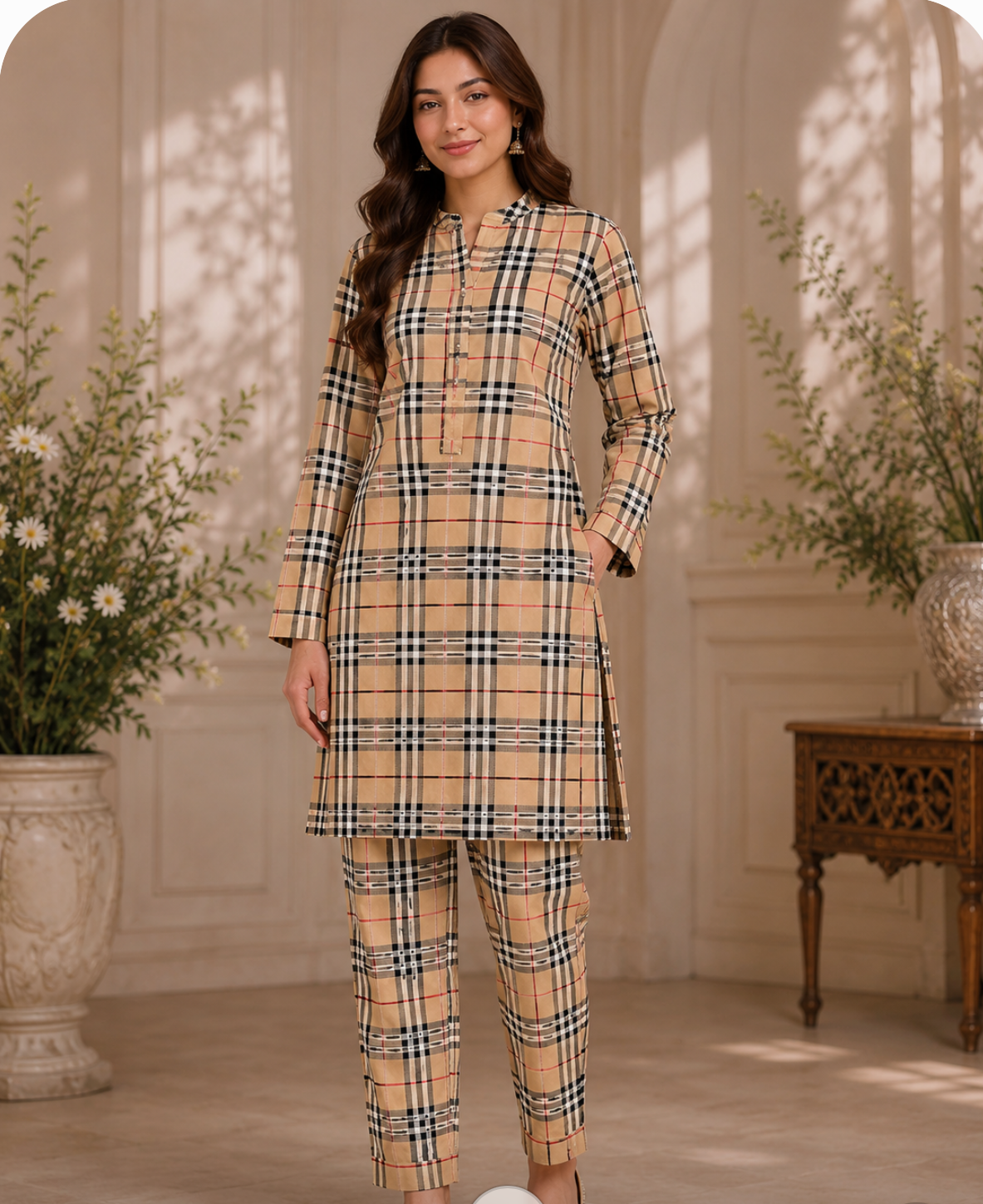 Block Print And Daisy Charm Viscose Full Suit 4 meters