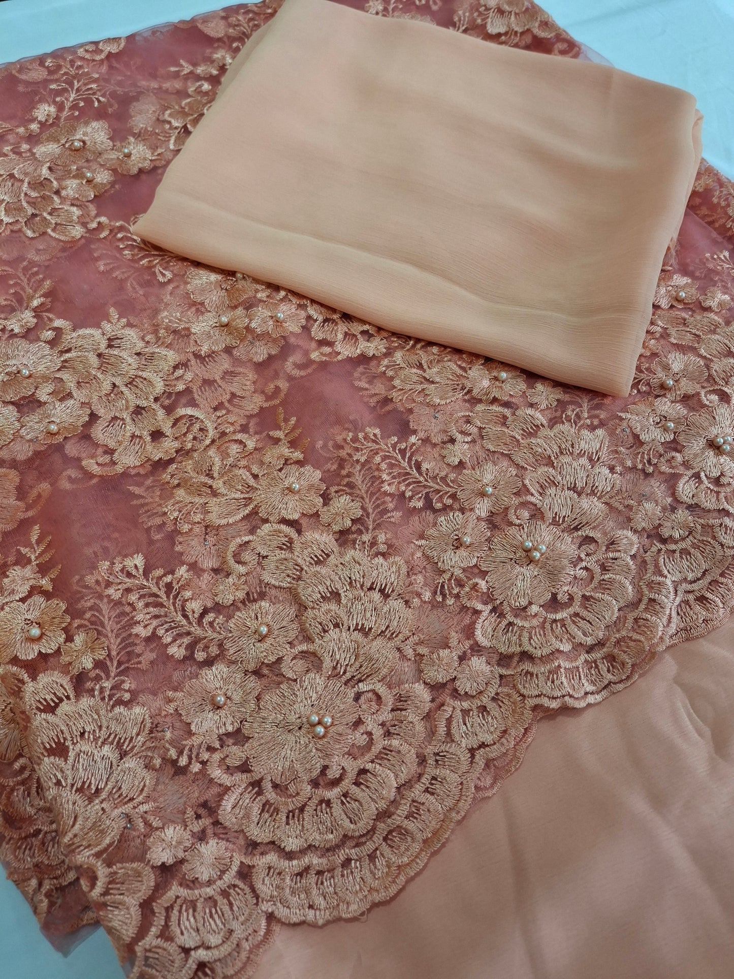 Luxurious Embroidered Net Fabric, 4 piece suit set