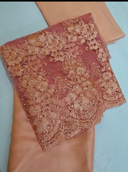 Luxurious Embroidered Net Fabric, 4 piece suit set