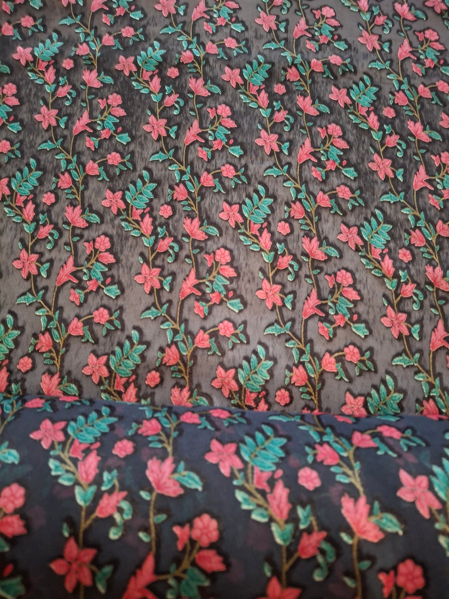 Baroshia Jacquard Pinky Flower Printed Fabrics Top Quality(sold by the meters)