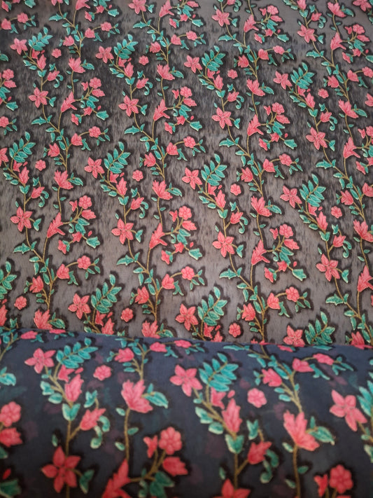 Baroshia Jacquard Pinky Flower Printed Fabrics Top Quality(sold by the meters)