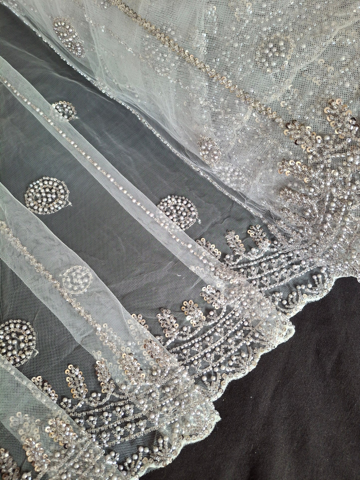 Cut Dana,Net Dupatta Heavy Embroidered Sequins (2.3 meters)