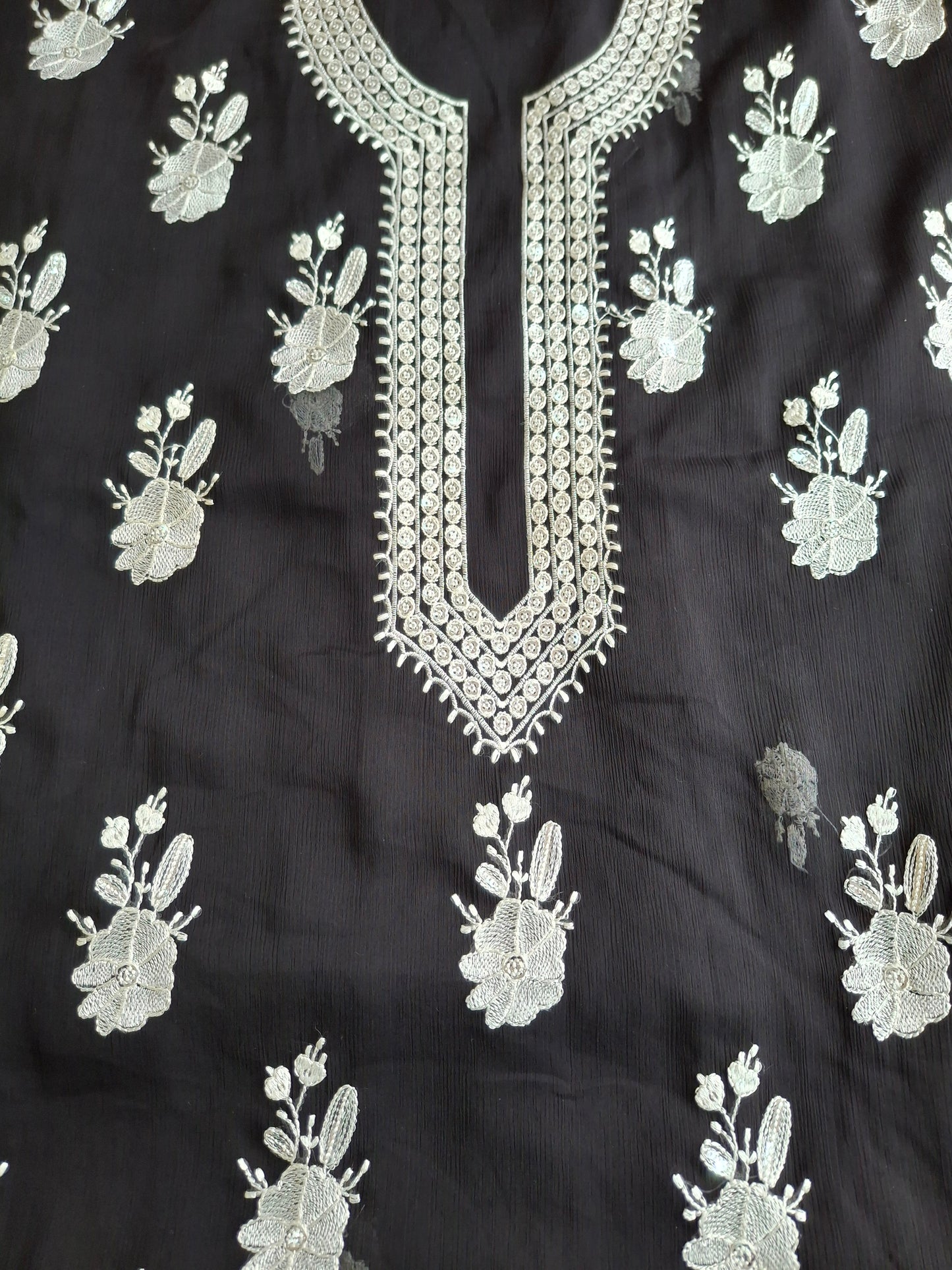 Midnight Bloom, Embroidered Chiffon 4 Piece Suit