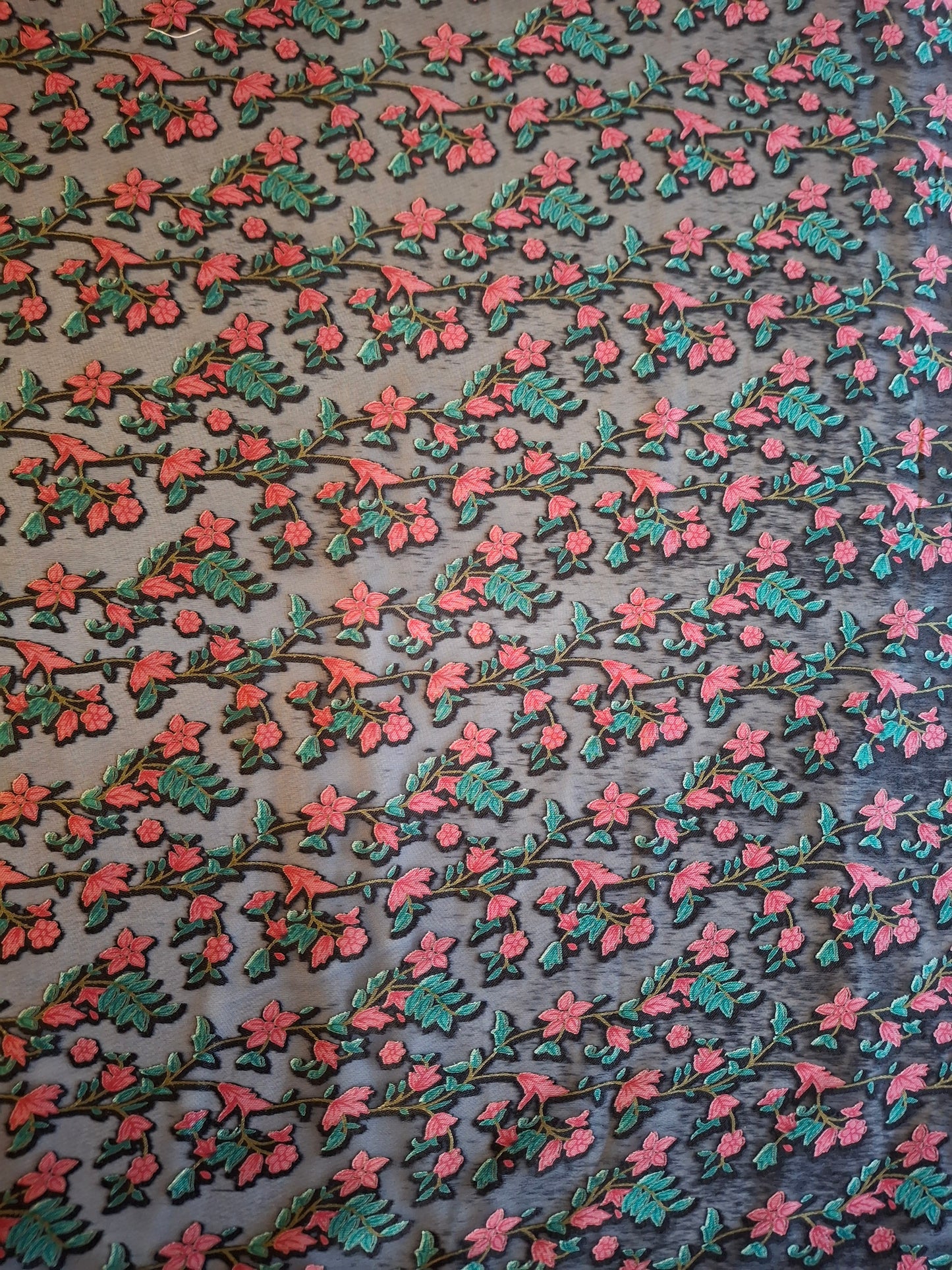 Baroshia Jacquard Pinky Flower Printed Fabrics Top Quality(sold by the meters)