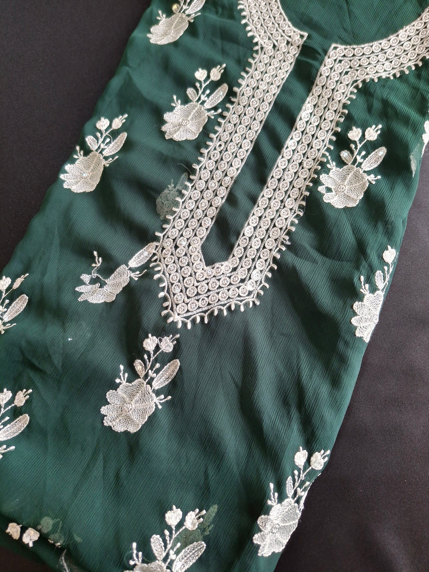 Midnight Bloom, Embroidered Chiffon 4 Piece Suit