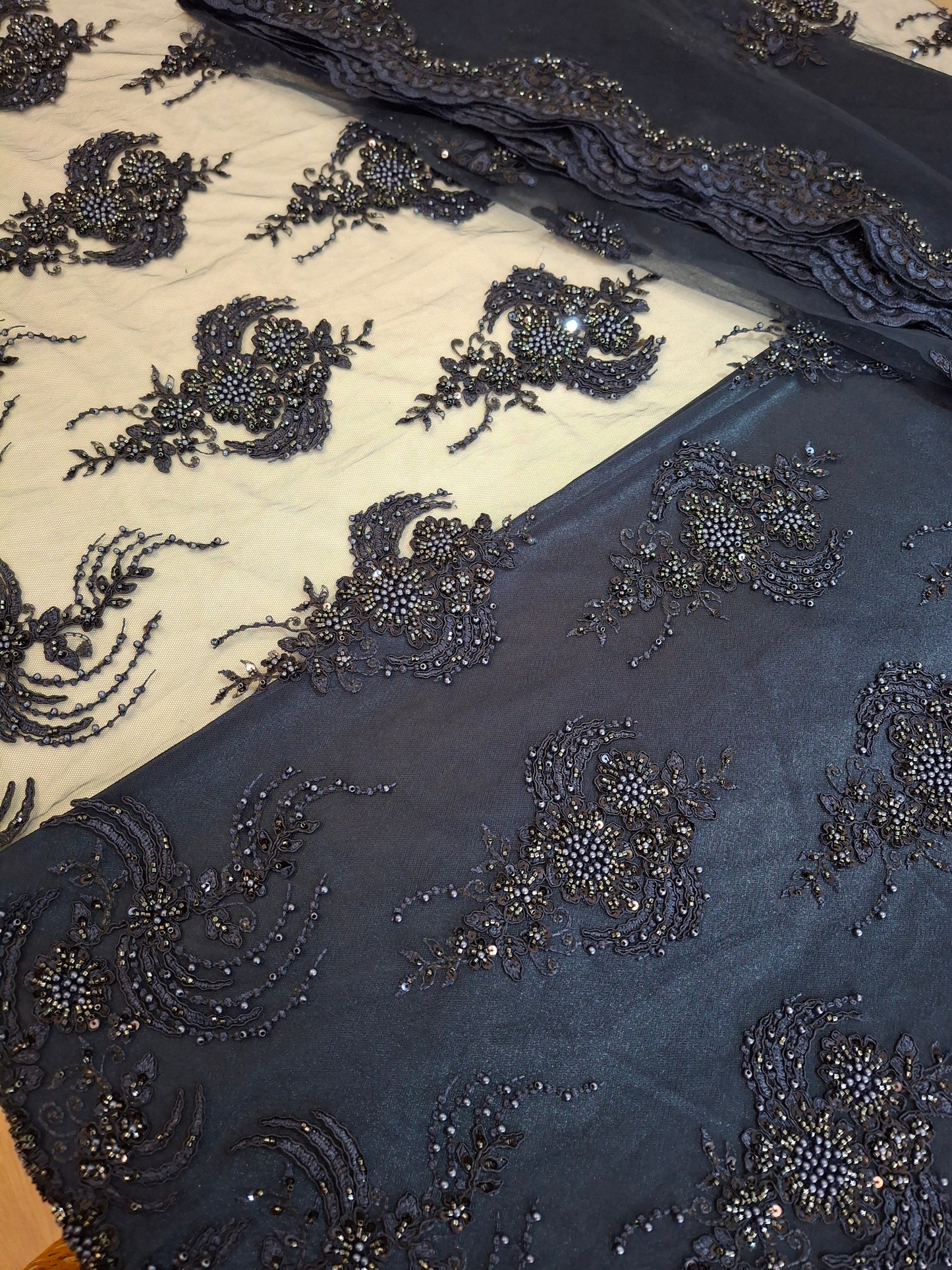 Luxurious Embroidered Navy Blue Net(Full suit set 4 piece)