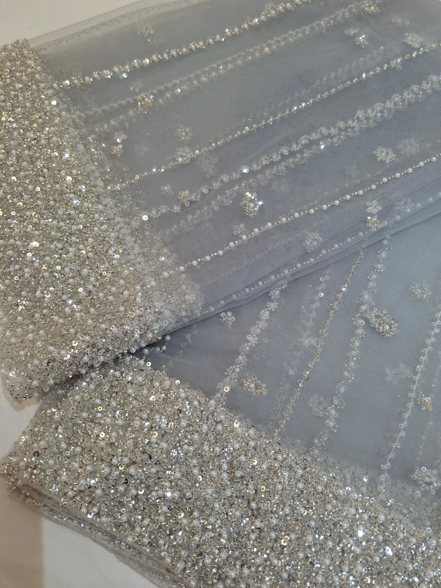 Cut Dana,Net Dupatta Heavy Embroidered Sequins (2.3 meters)