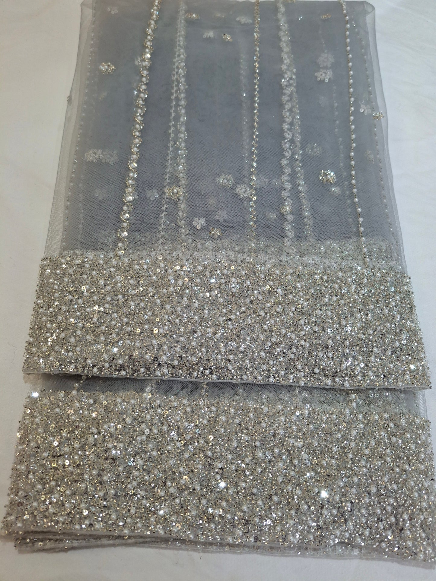 Cut Dana,Net Dupatta Heavy Embroidered Sequins (2.3 meters)