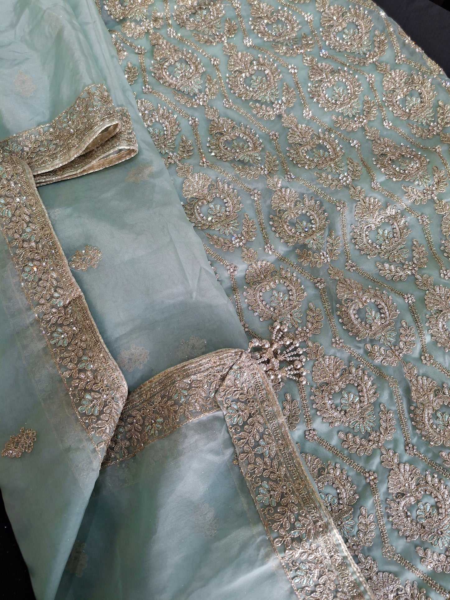 Embroidered Fancy Net,chiffon,4 piece suit set