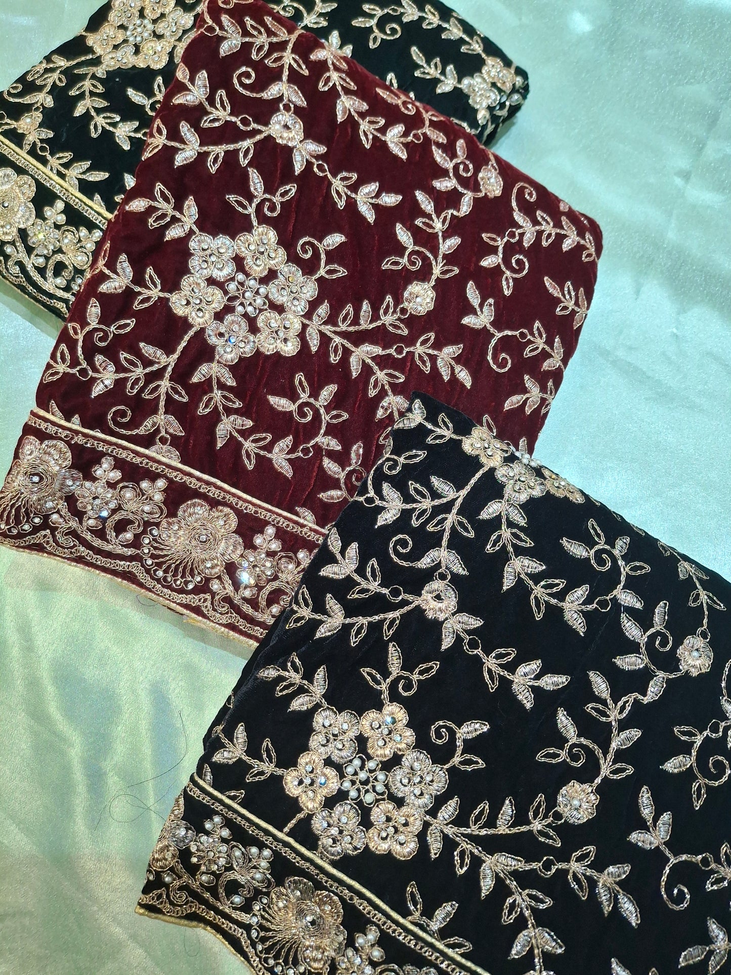 Micro Velvet Model 9000 Embroidered Fancy 3 Piece Suit Set