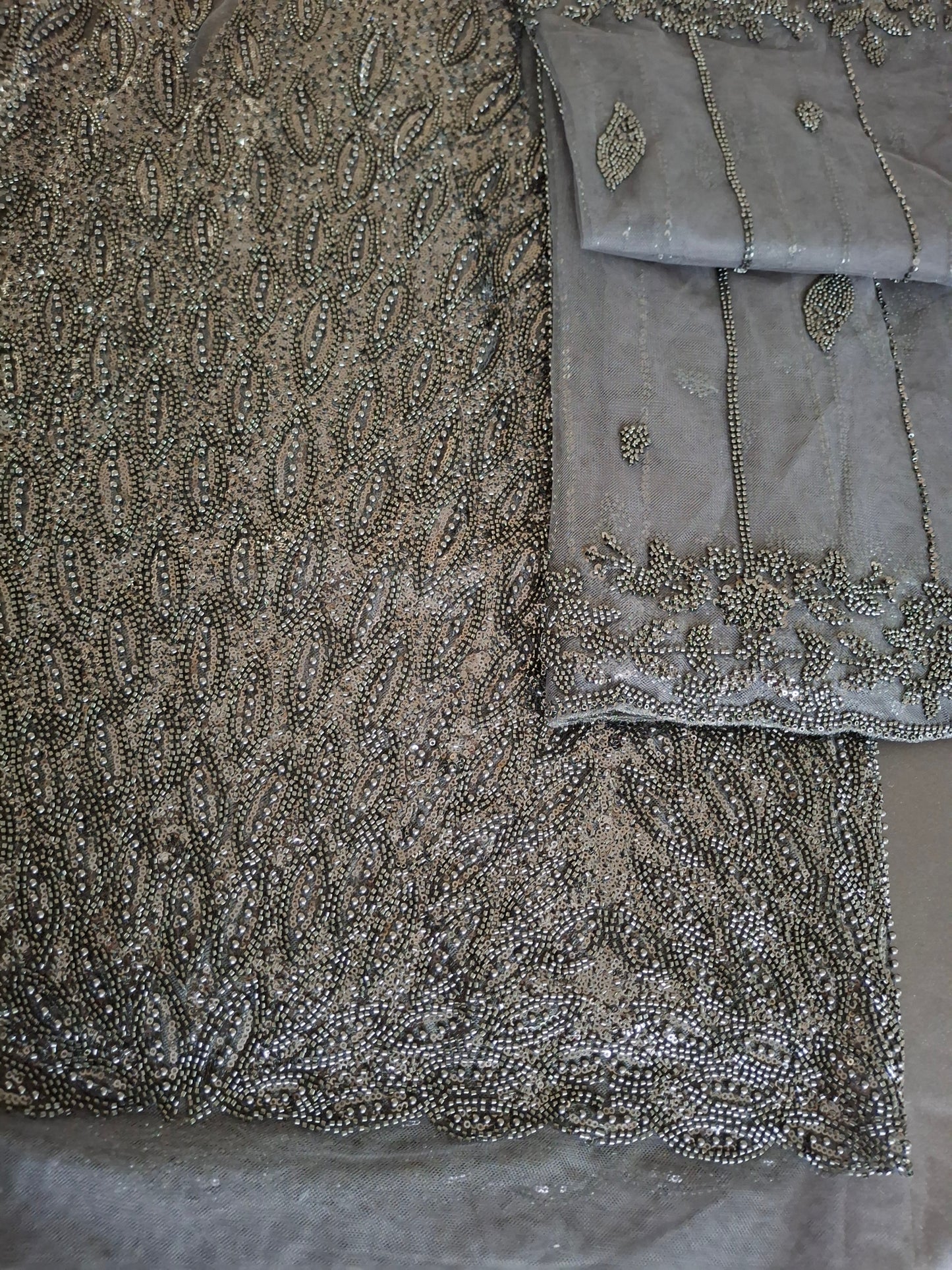 Cut Dana,Sequins,Heavy Embroidered Luxurious Net Fabric(4 piece suit set)