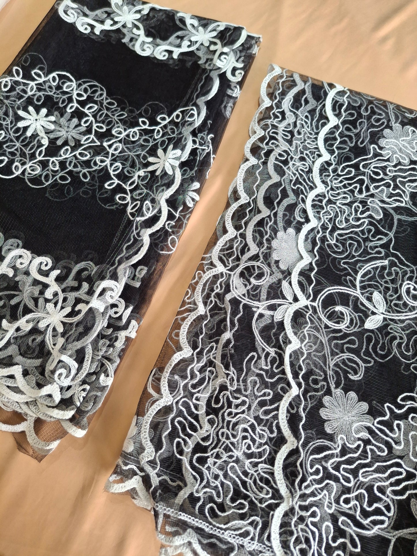 Lightweight Plain Net and Embroidered Dupatta(2.30 meters length)