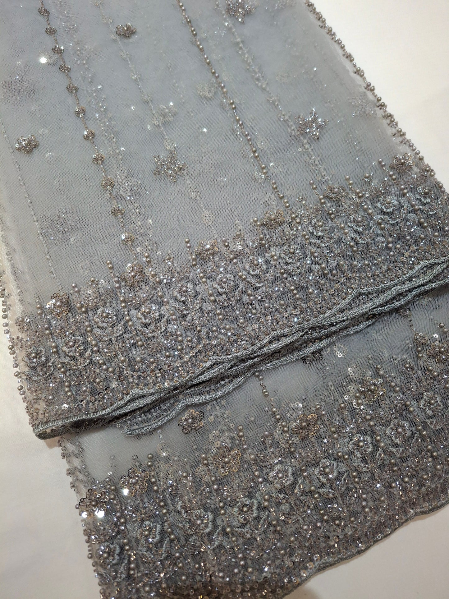 Cut Dana,Net Dupatta Heavy Embroidered Sequins (2.3 meters)