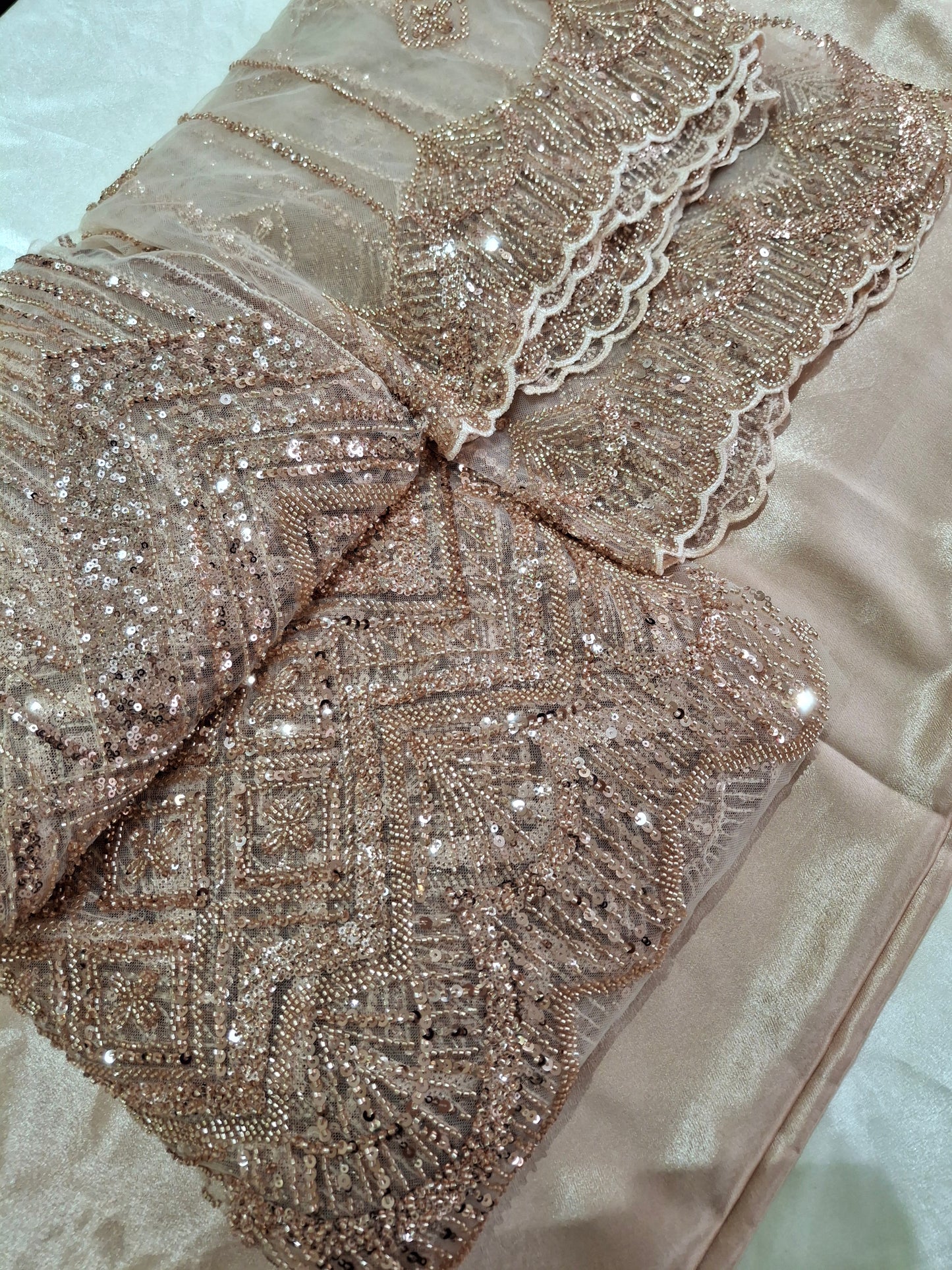 Cut Dana Luxury Heavy Embroidered Gold Net Unstitched 4 piece Full Suit