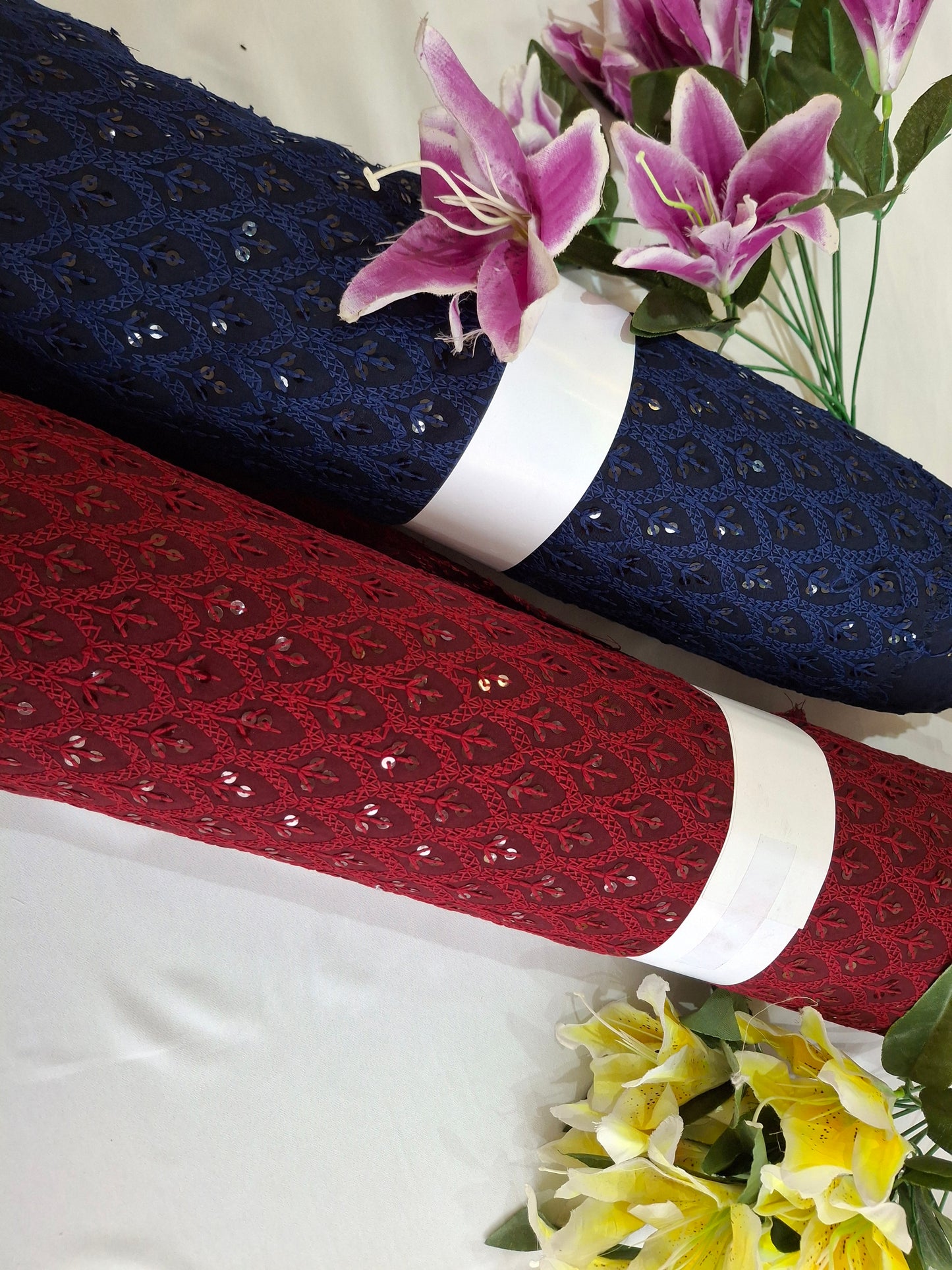 Embroidered Eyelet Cotton Fabric,2 meters