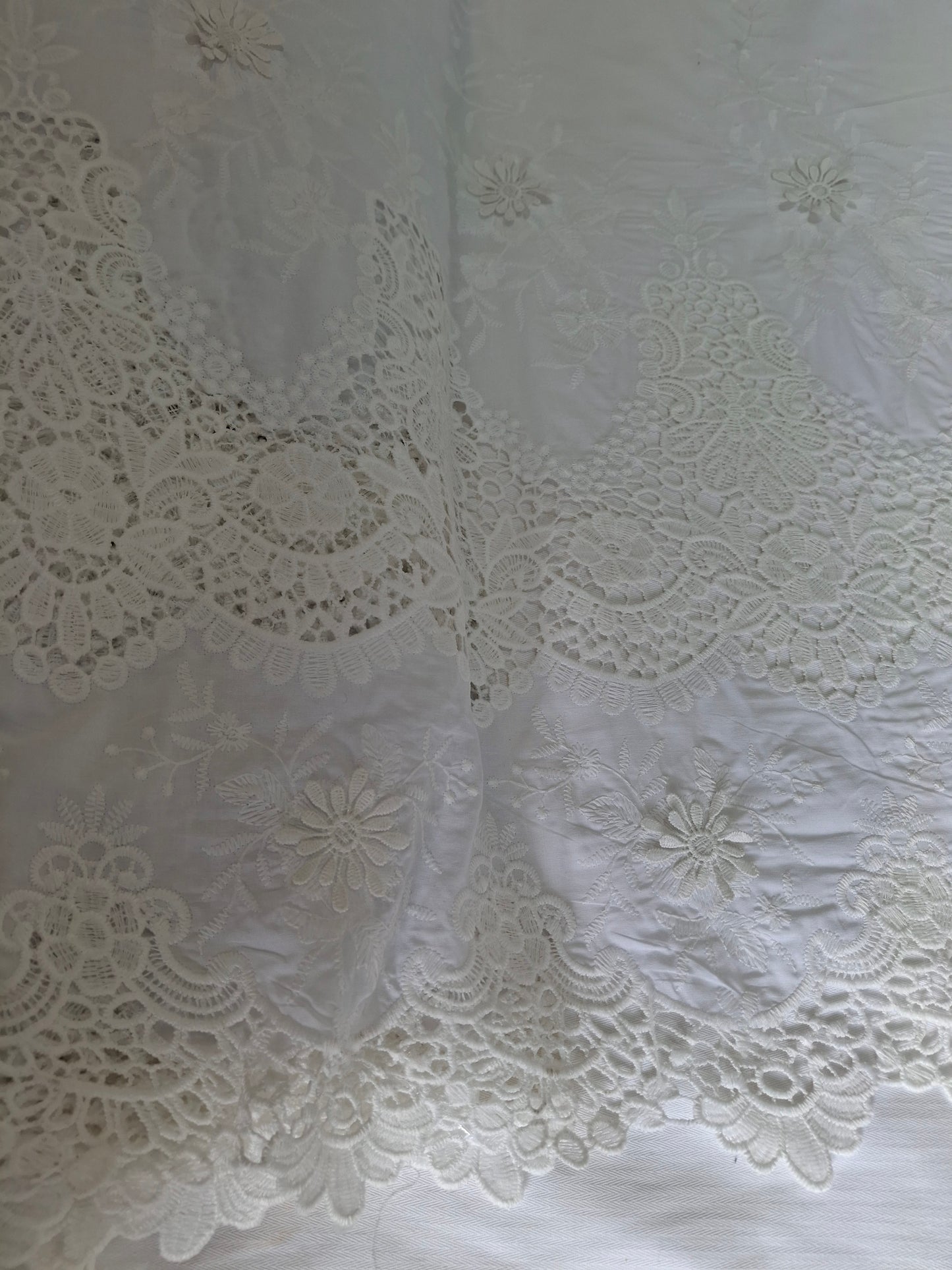 Whispering Blooms White Embroidered Cotton(2 meters)