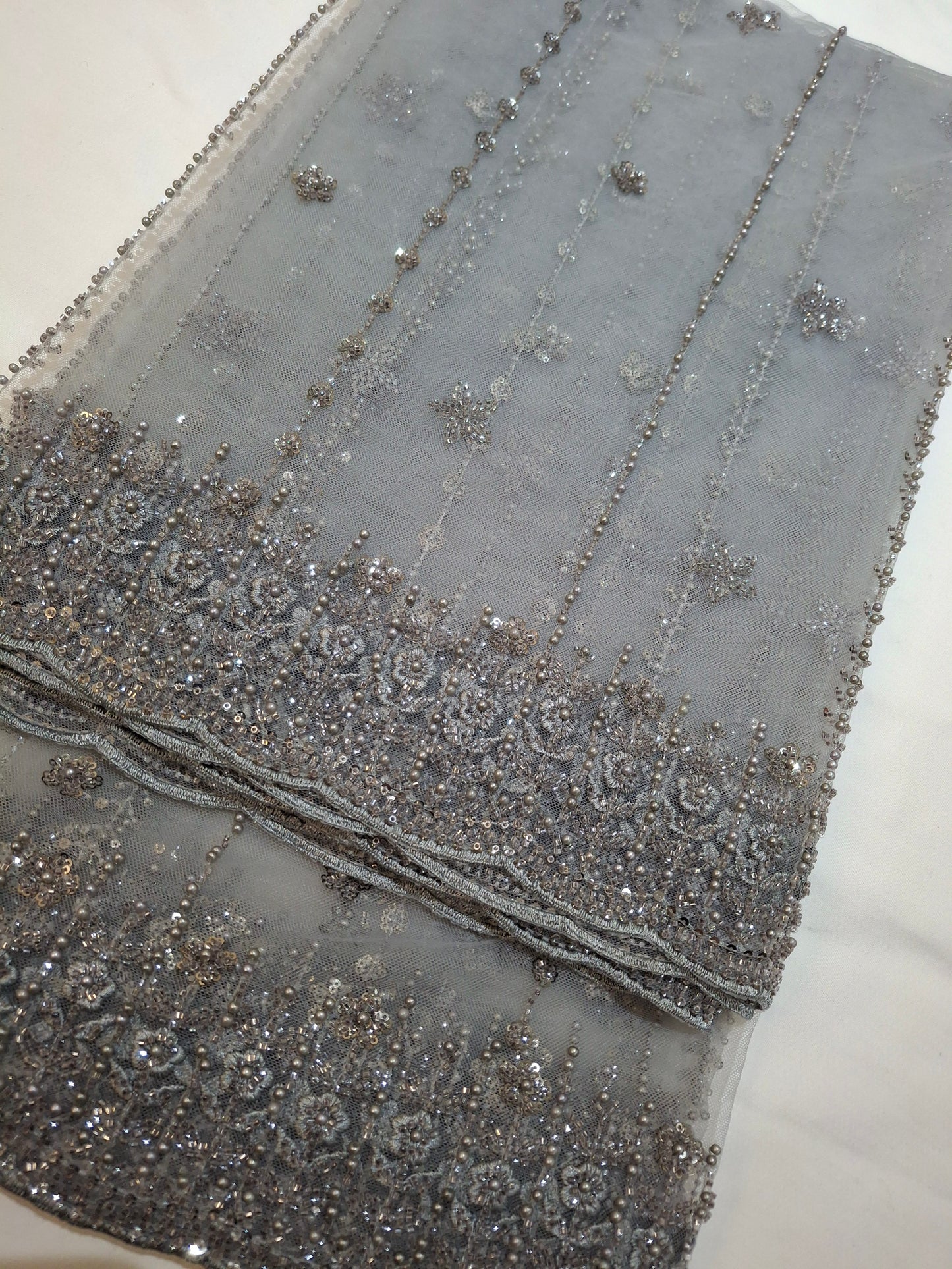 Cut Dana,Net Dupatta Heavy Embroidered Sequins (2.3 meters)