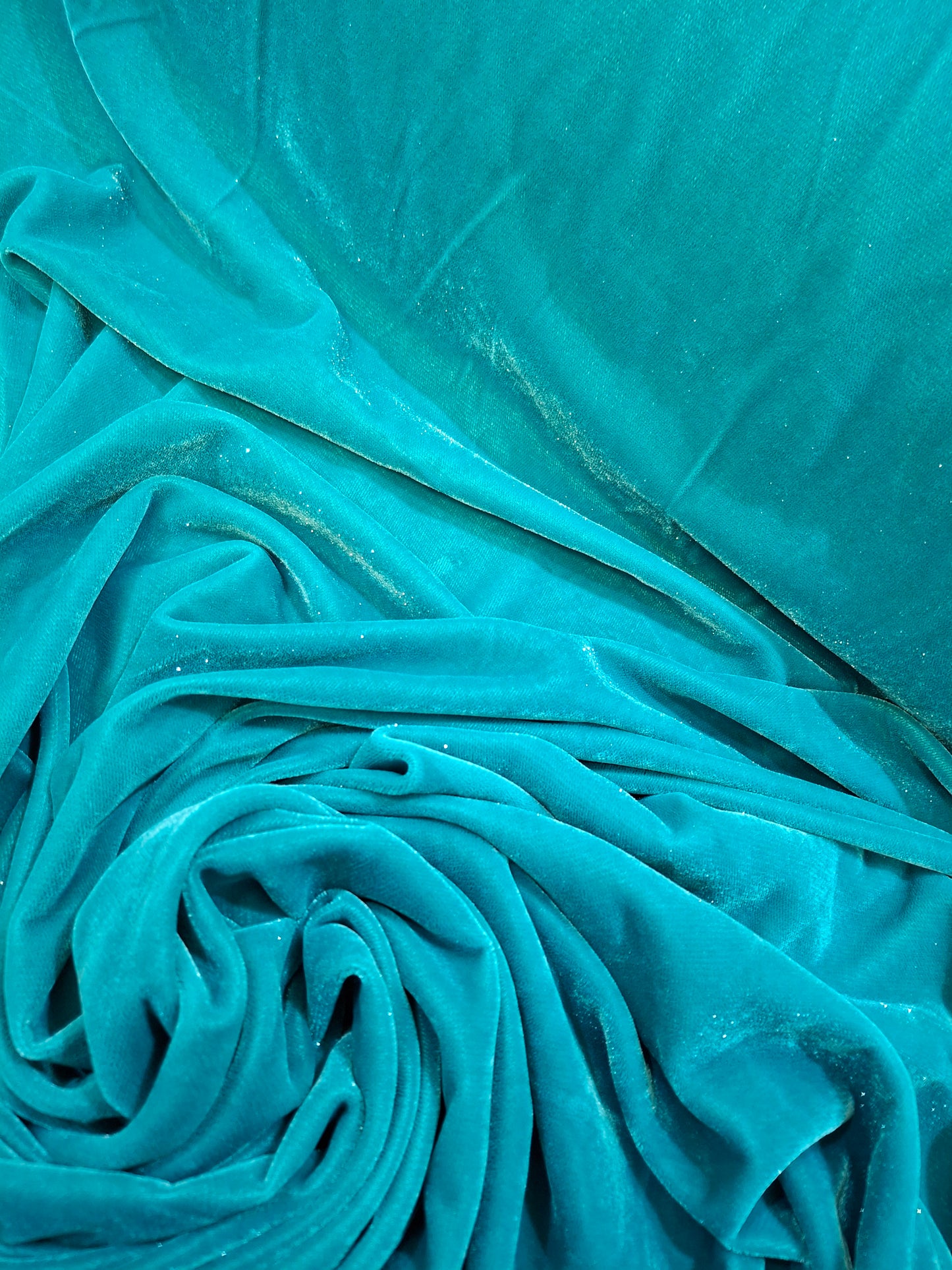 Luxurious Velvet Aqua Sparkle Lightweight,Sold by the meter